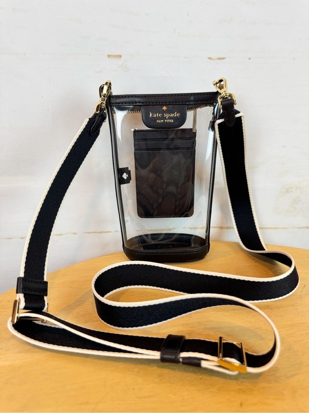 kate spade | Clear Bucket Crossbody with Black Trim & Cream Edge - Picture 5 of 13